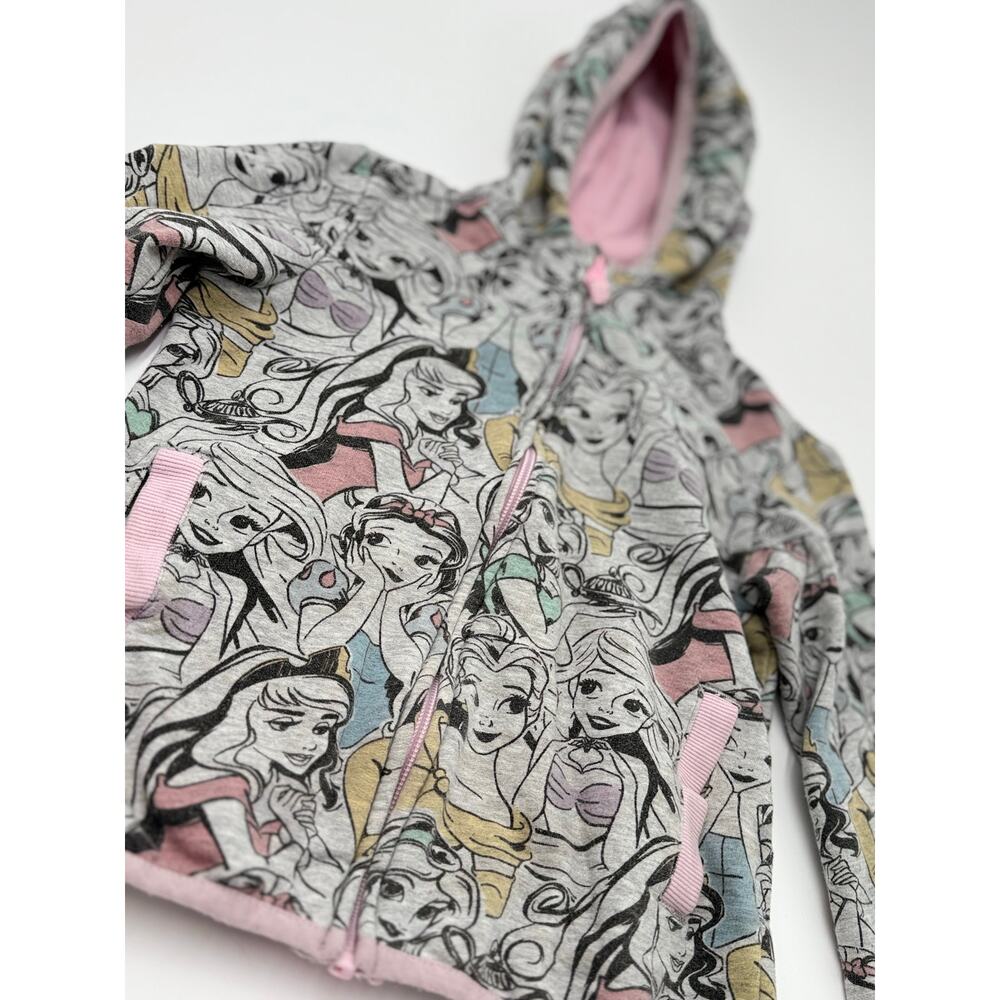 Disney Princess Zip-Up Hoodie | Gray | Size 5/6 | Girls | Magical & Cozy